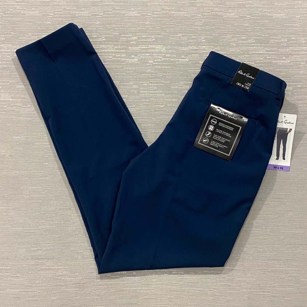 Robert Graham Blue Dress Pants Men's Size 30 x 32" Flat Front Casual Business